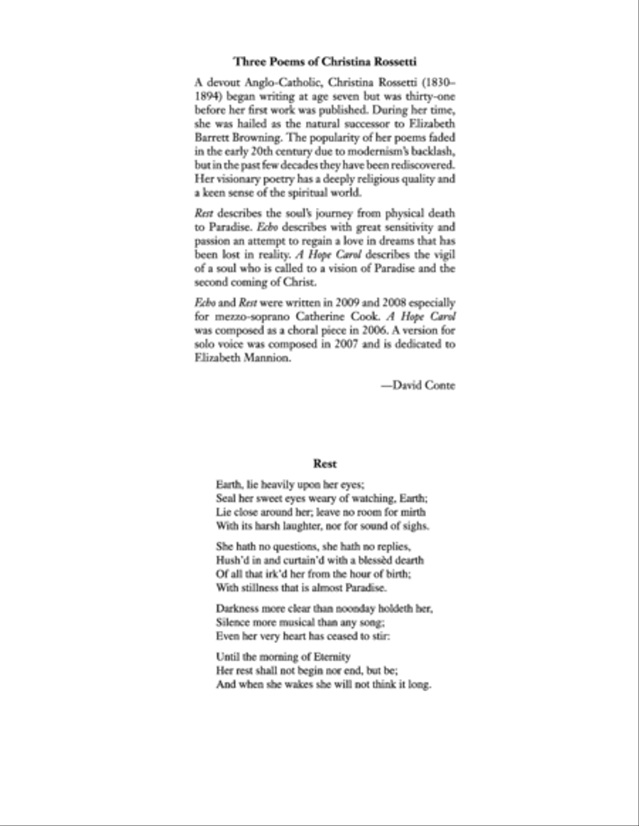 Three Poems of Christina Rossetti Mezzo-Soprano Voice scores gallery preview page 1