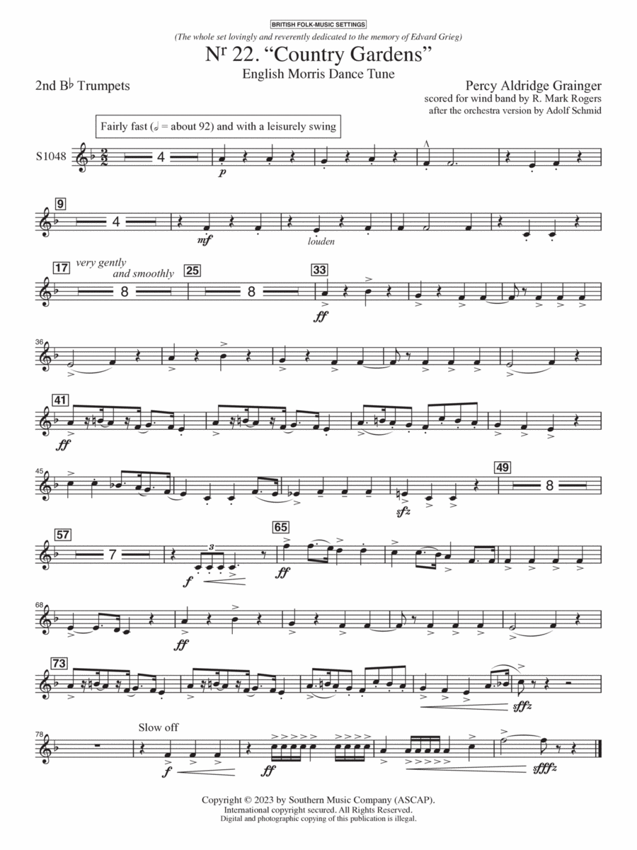 Country Gardens for Symphonic Band - Trumpet 2 Concert Band scores gallery preview page 1