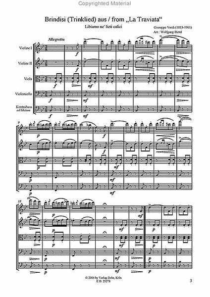 Brindisi -Trinklied aus "La Traviata"- (für Streichquartett)