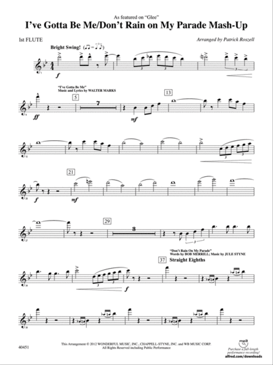 I’ve Gotta Be Me / Don’t Rain on My Parade Mash-Up: Flute Full Orchestra scores gallery preview page 1