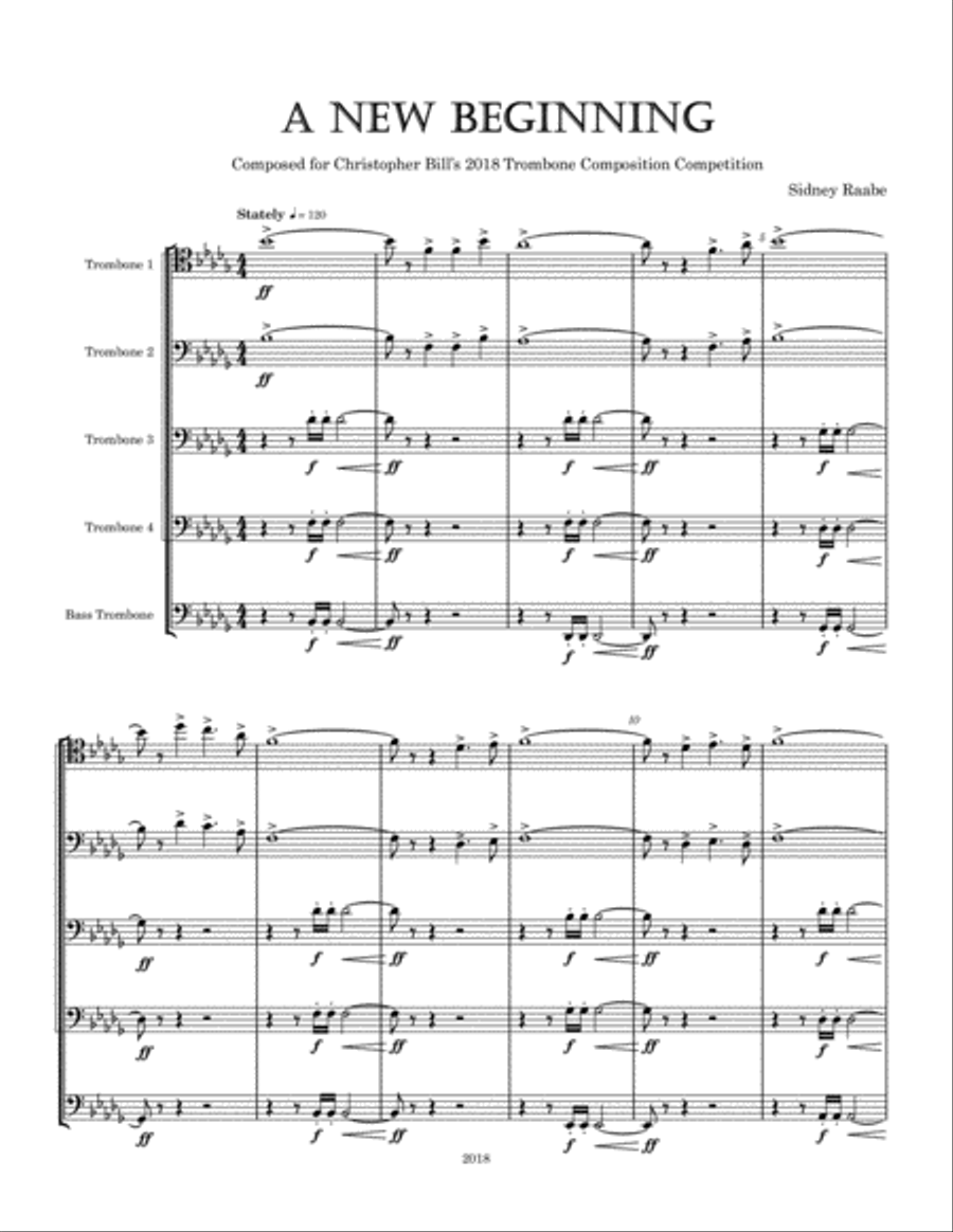 A New Beginning Trombone Solo scores gallery preview page 1