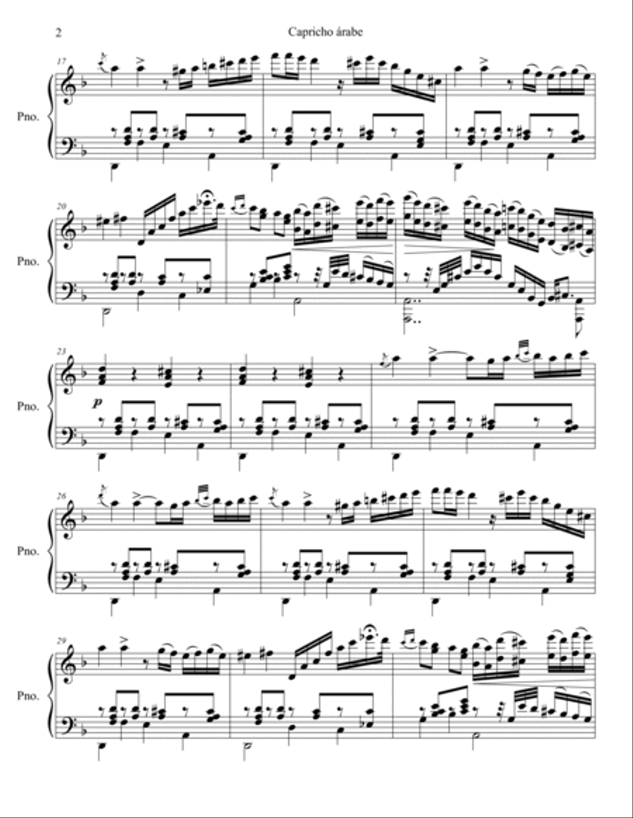 Capricho árabe (Arabic Caprice) Piano Solo scores gallery preview page 3