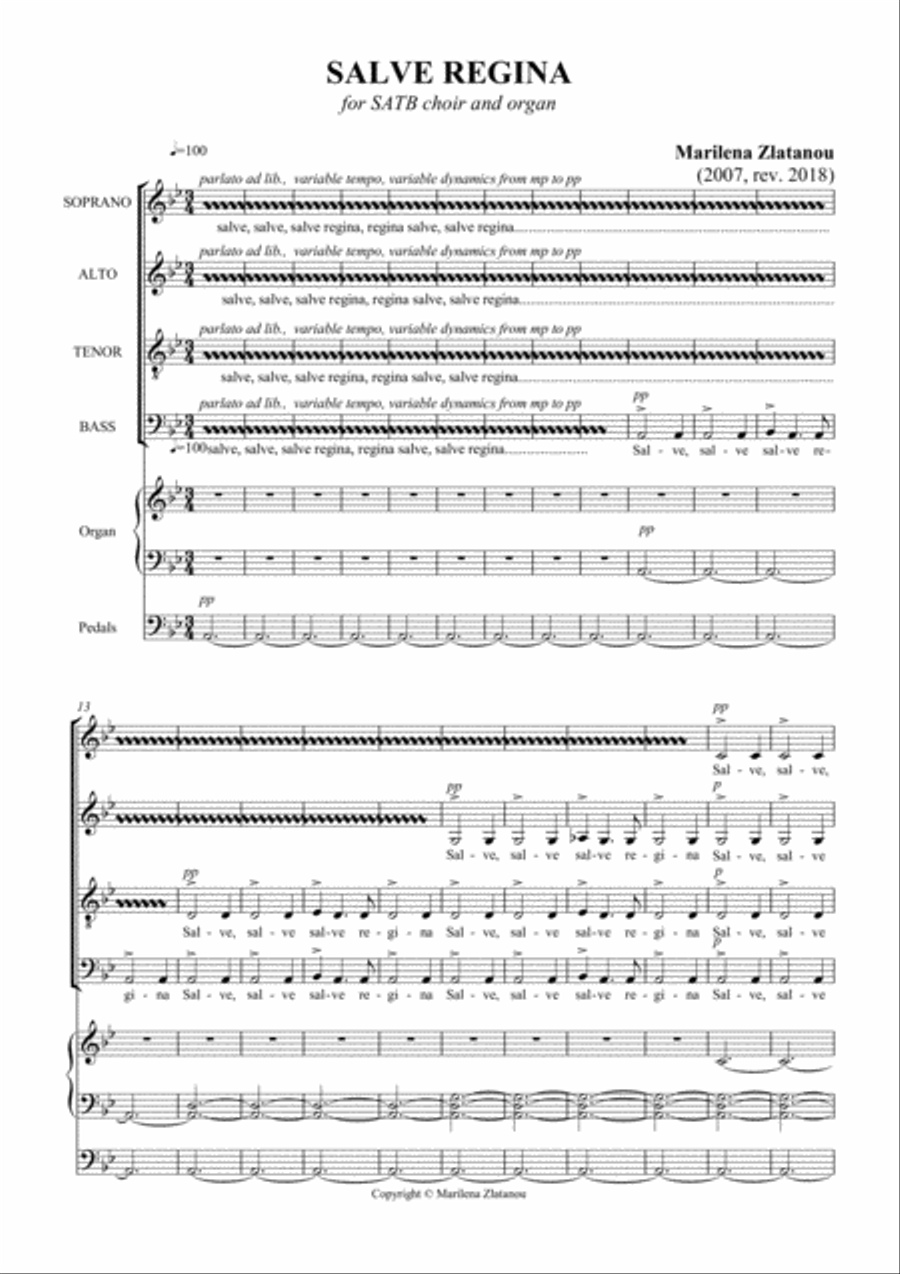 SALVE REGINA for SATB choir and organ 4-Part scores gallery preview page 3