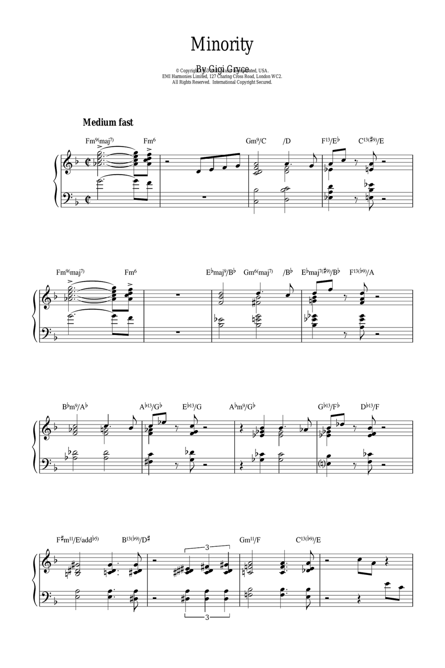 Minority Piano Solo scores gallery preview page 1
