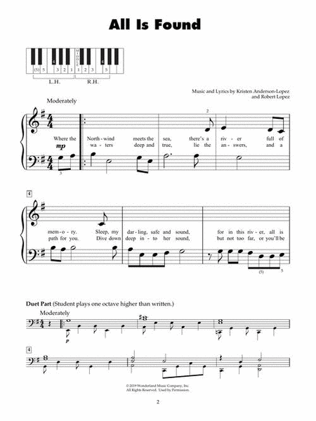 Frozen 2 Five-Finger Piano Songbook