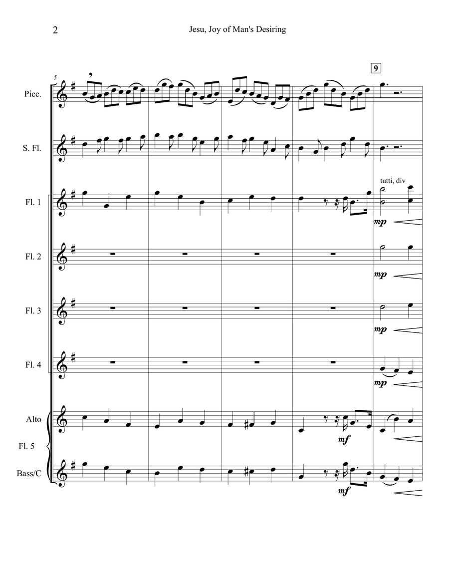 Jesu Joy of Mans Desiring [Flute Choir] Flute Choir scores gallery preview page 3