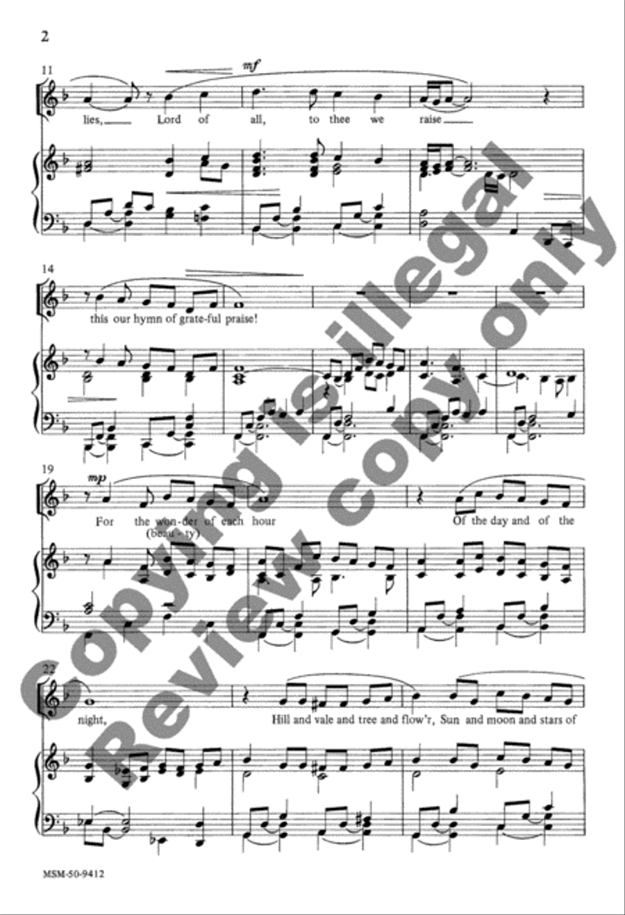 For the Beauty of the Earth Unison Choir scores gallery preview page 3