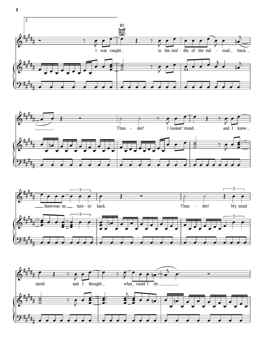Thunderstruck Piano, Vocal, Guitar scores gallery preview page 2
