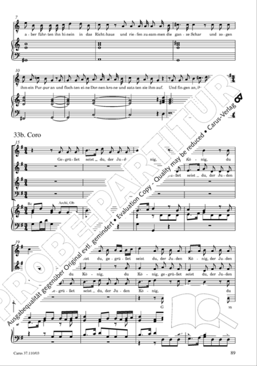 Markuspassion. Werkausgabe Reihe 1, Bd. 7 (Homilius) 4-Part scores gallery preview page 96