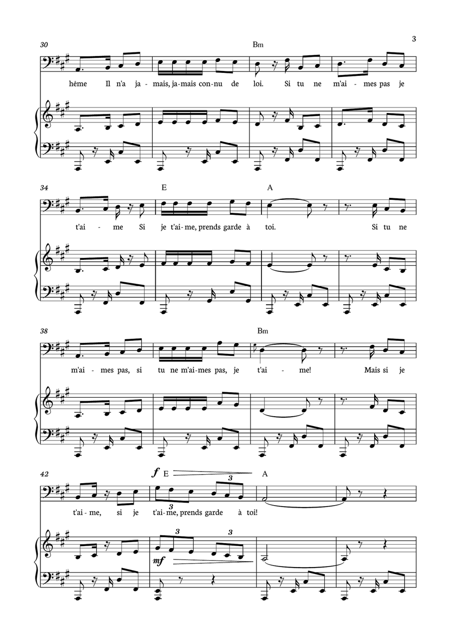 Habanera from Carmen for Cello with piano and chords. Piano Accompaniment scores gallery preview page 3
