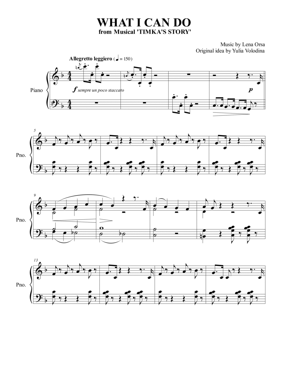 What I Can Do from children's musical 'Timka's Story' , piano reduction Piano Method scores gallery preview page 1
