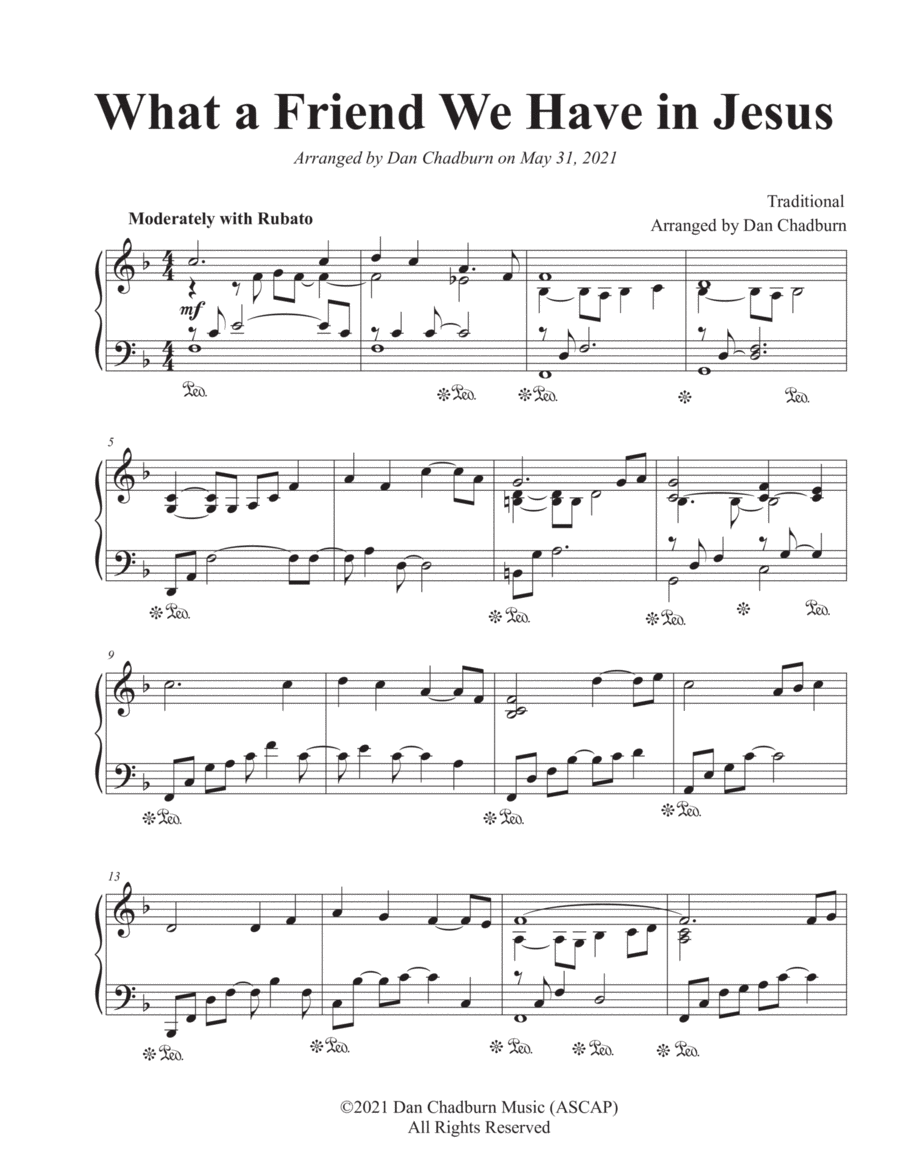 What a Friend We Have in Jesus Piano Solo scores gallery preview page 1