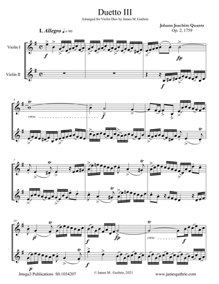 Quantz: Duetto Op. 2 No. 3 for Violin Duo