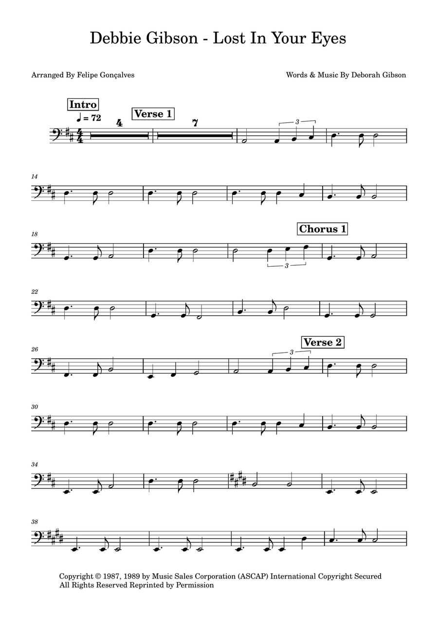 Lost In Your Eyes Lost In Your Eyes Bass Guitar scores gallery preview page 1