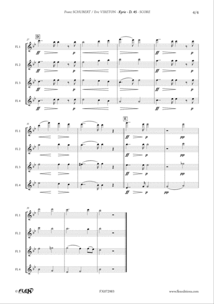 Kyrie, D. 45 Kyrie, D. 45 Flute Quartet scores gallery preview page 4