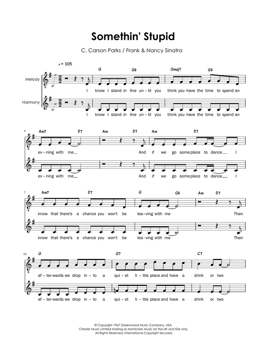 Somethin' Stupid Somethin' Stupid Vocal Duet scores gallery preview page 1