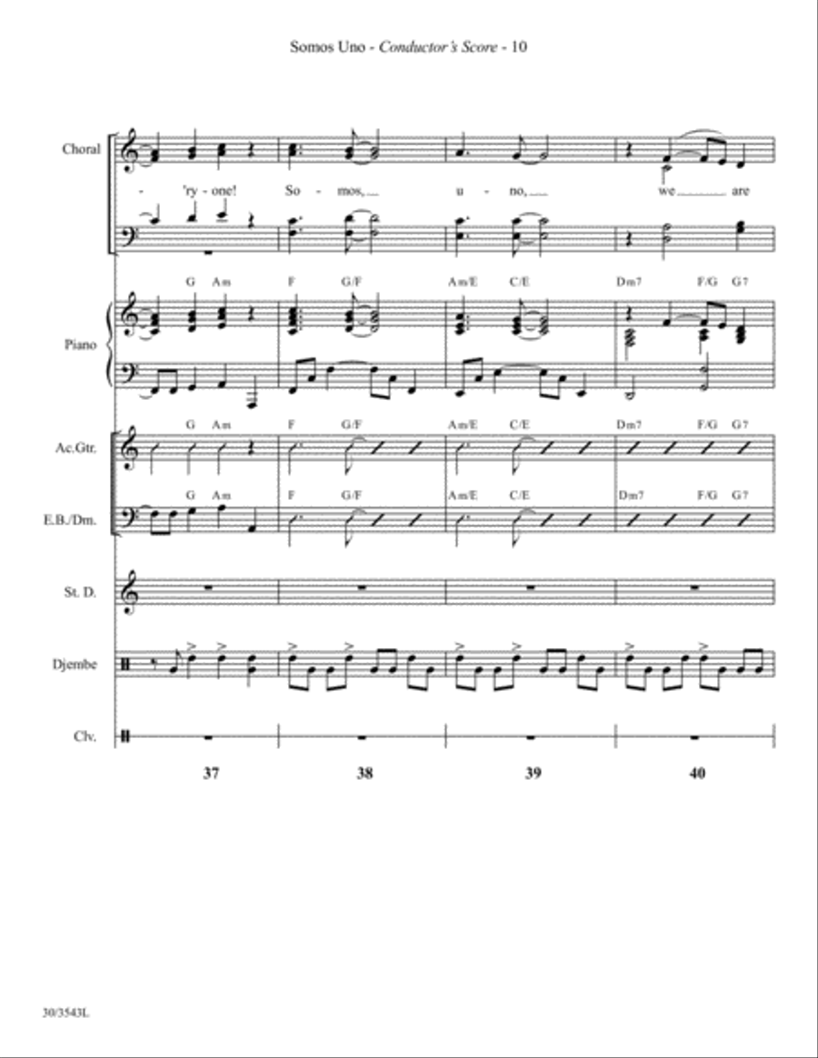 Somos Uno - Instrumental Ensemble Score and Parts Choir scores gallery preview page 12