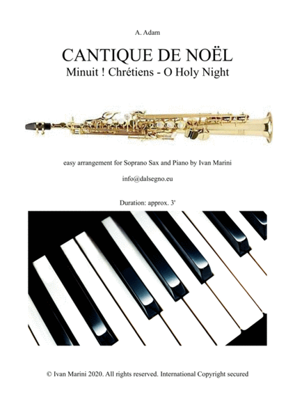 CANTIQUE DE NOEL (MINUIT ! CHRETIEN - O HOLY NIGHT) - for Soprano Sax and Piano