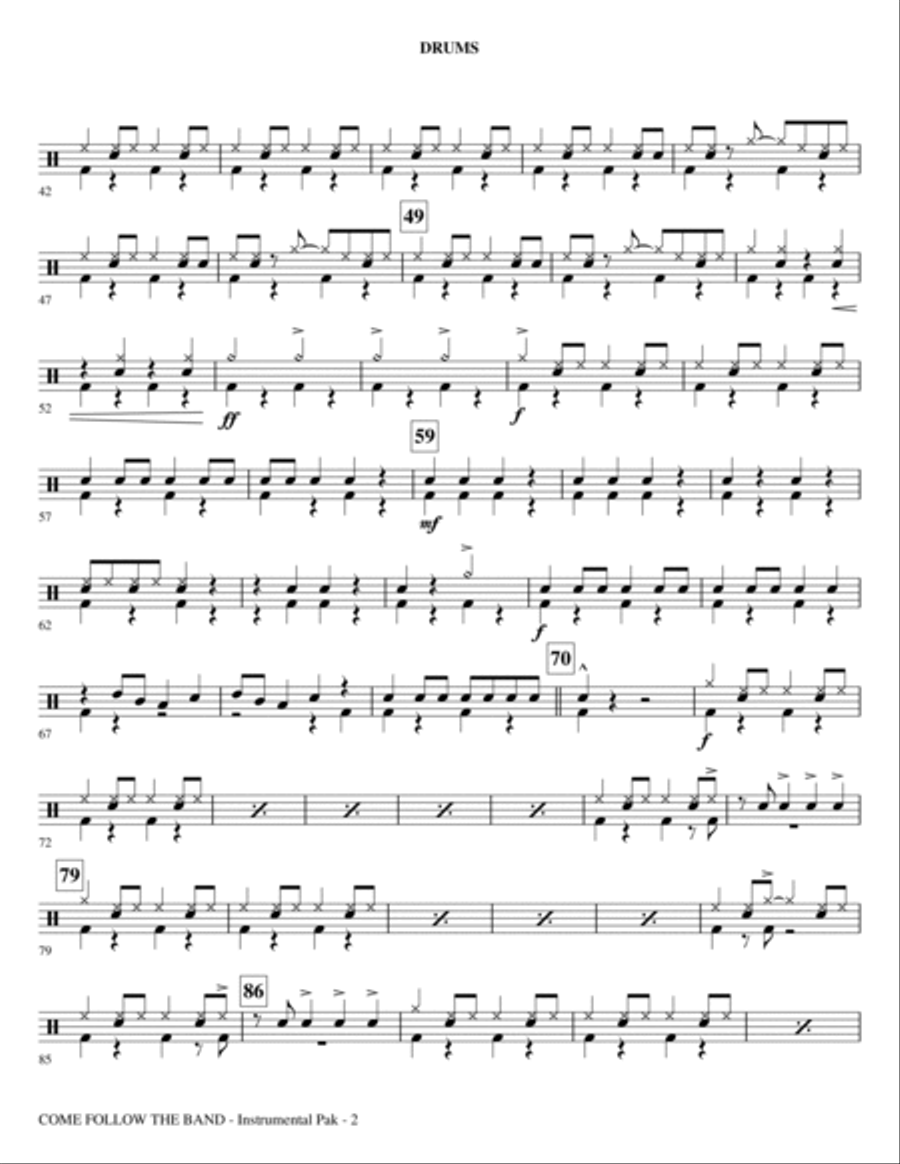 Come Follow The Band - Drums Choir scores gallery preview page 2