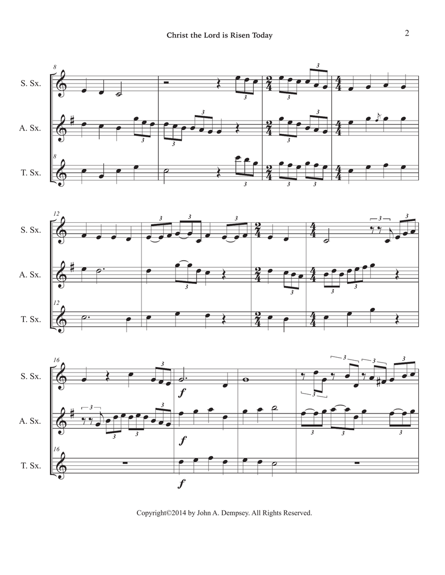 Christ the Lord is Risen Today (Sax Trio: SAT) SAT scores gallery preview page 6