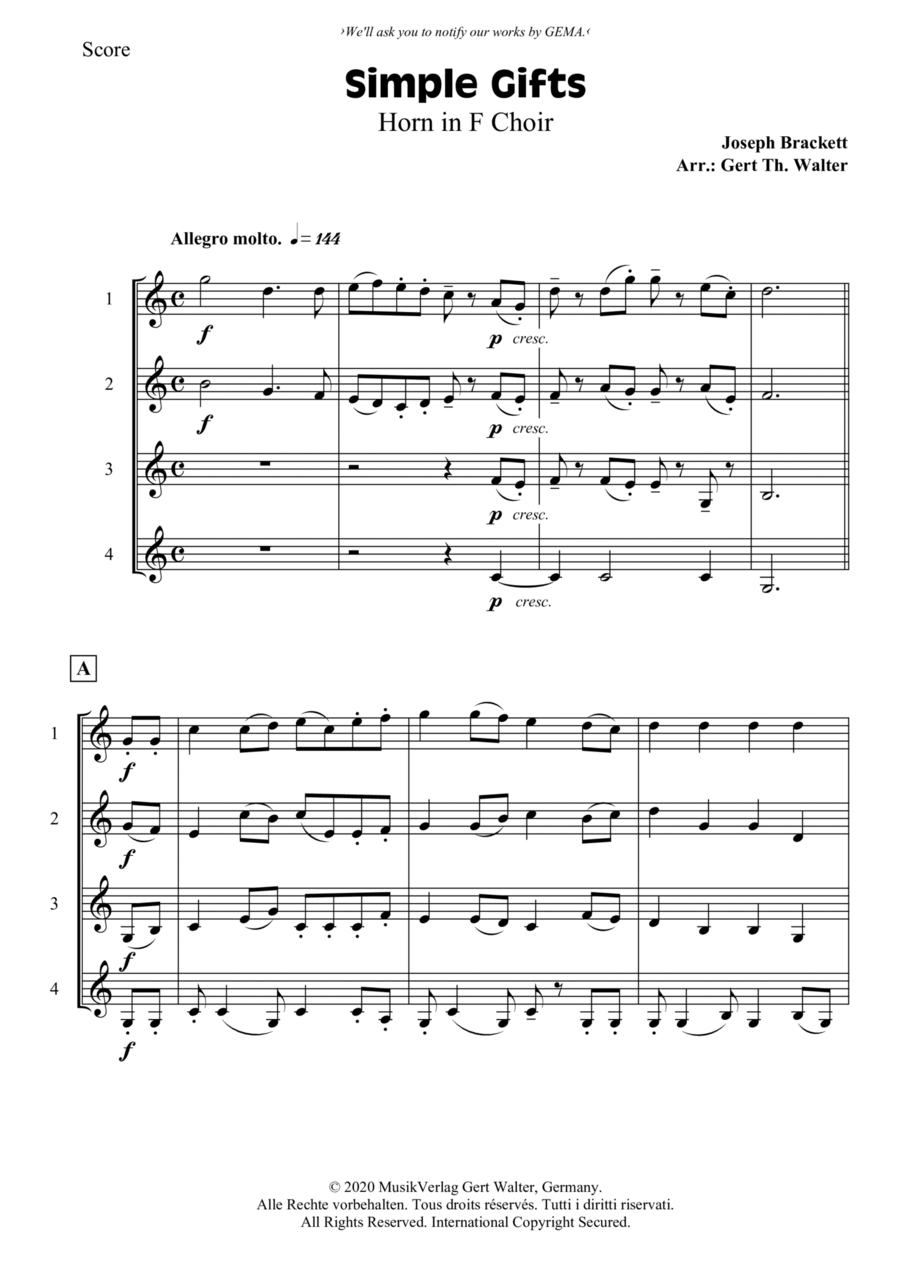 Simple Gifts Simple Gifts Horn scores gallery preview page 1