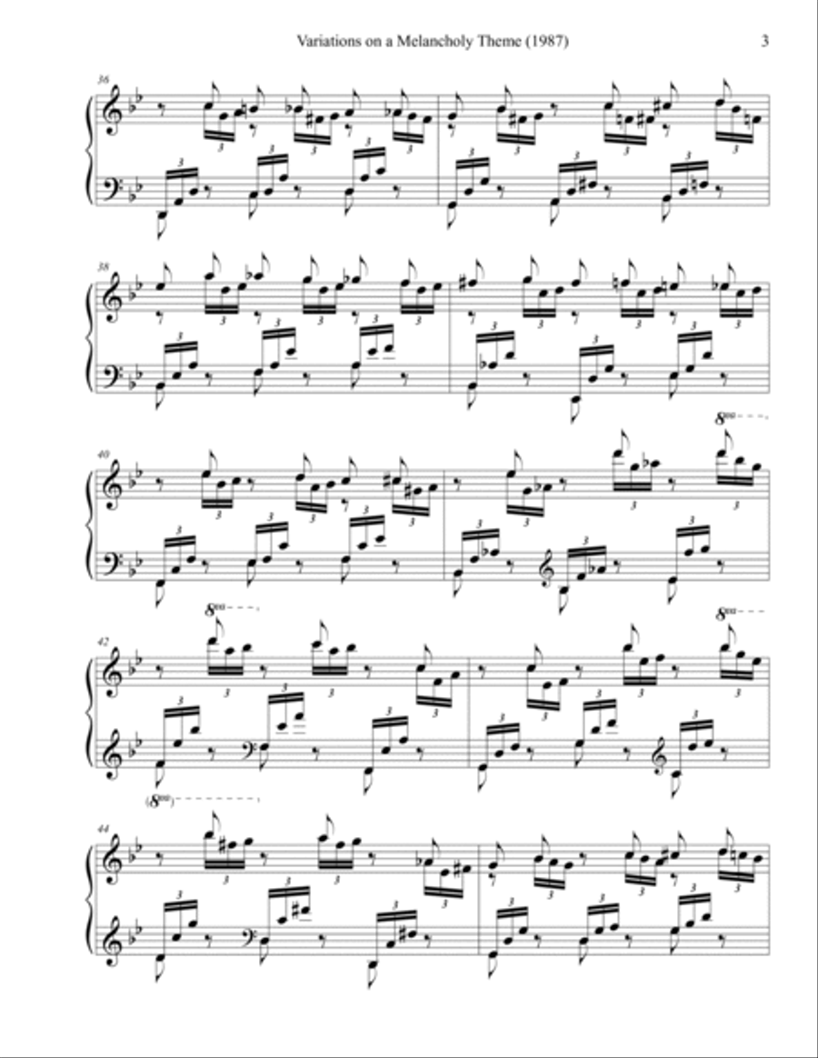Variations on a Melancholy Theme (1987) Piano Solo scores gallery preview page 3