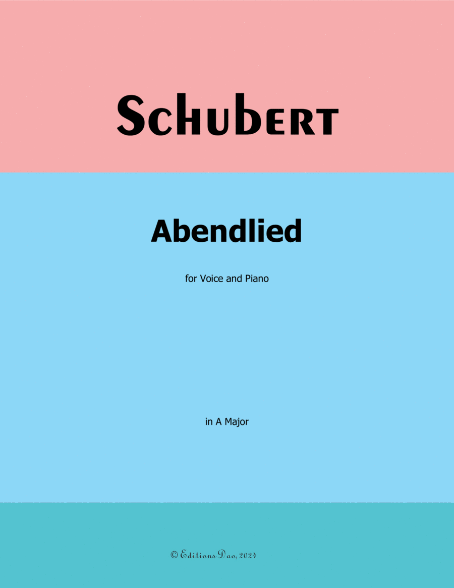 Abendlied, by Schubert, D.499, in A Major Voice scores gallery preview page 1