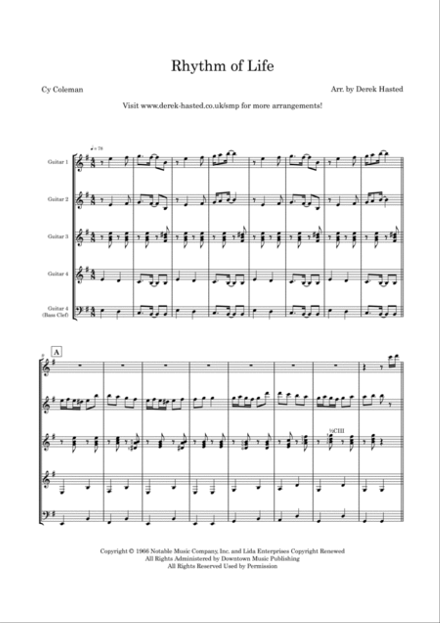 The Rhythm Of Life Guitar Ensemble scores gallery preview page 4
