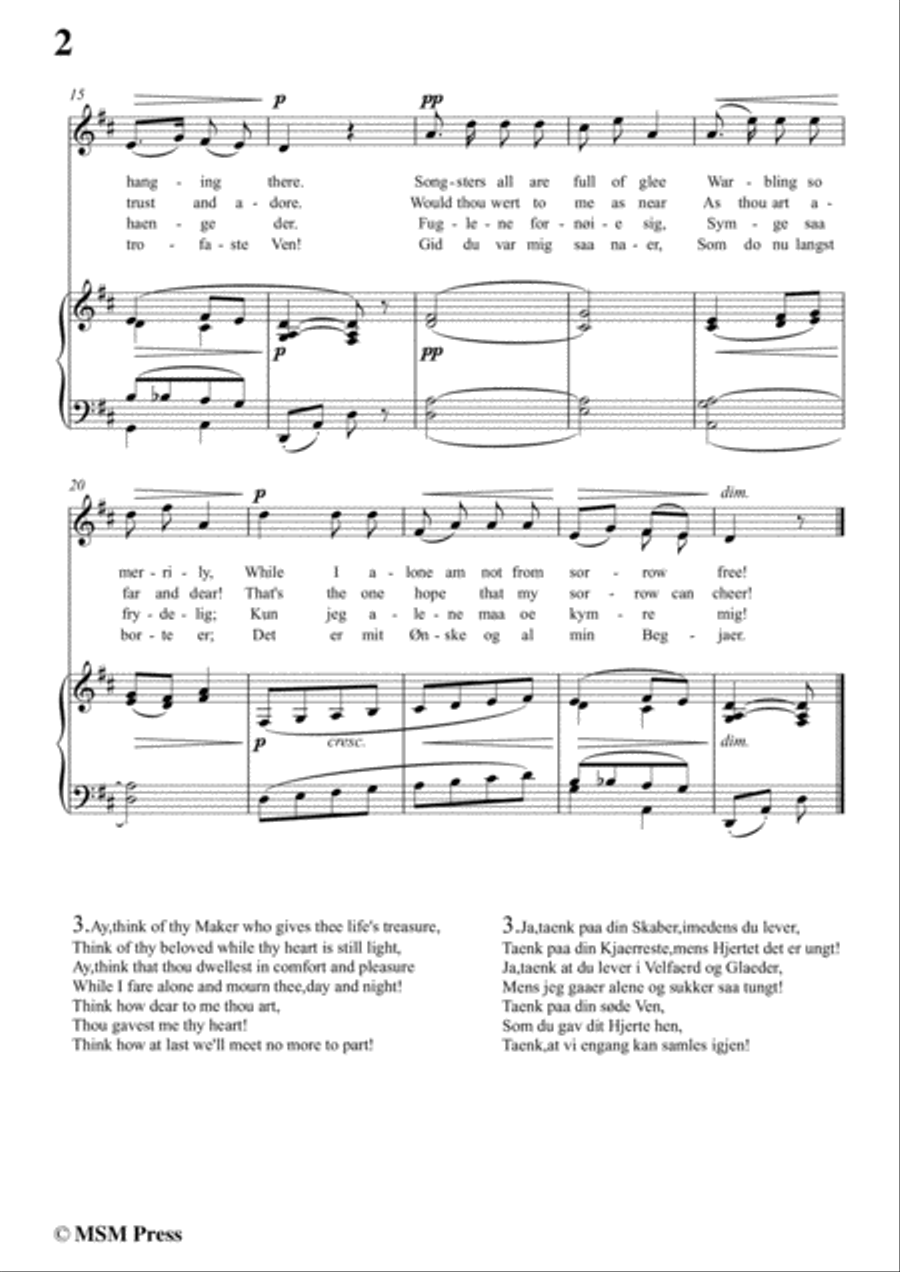 Bantock-Folksong,I Wander through woodlands(Gaaer jeg udi skoven),in D Major,for Voice and Piano Voice Solo scores gallery preview page 4