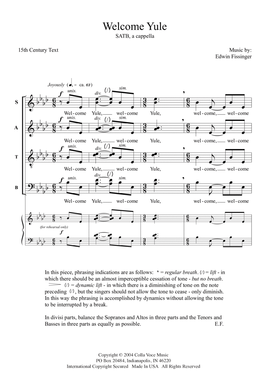 Welcome Yule 4-Part scores gallery preview page 1