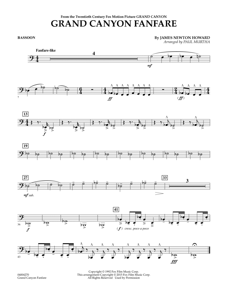 Grand Canyon Fanfare - Bassoon Bassoon scores gallery preview page 1