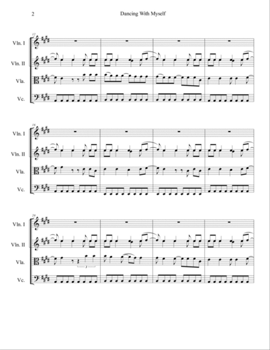 Dancing With Myself String Quartet scores gallery preview page 3