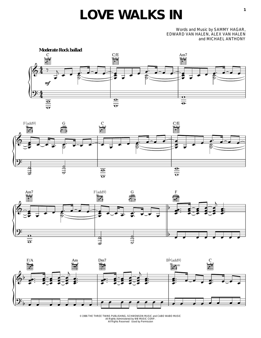 Love Walks In Piano, Vocal, Guitar scores gallery preview page 1