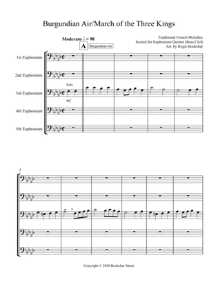 Burgundian Air/March of the Three Kings (F min) (Euphonium Quintet - Bass Clef)