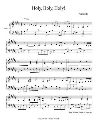 PIANO - Holy Holy Holy Lord God Almighty (Piano Hymns Sheet Music PDF)