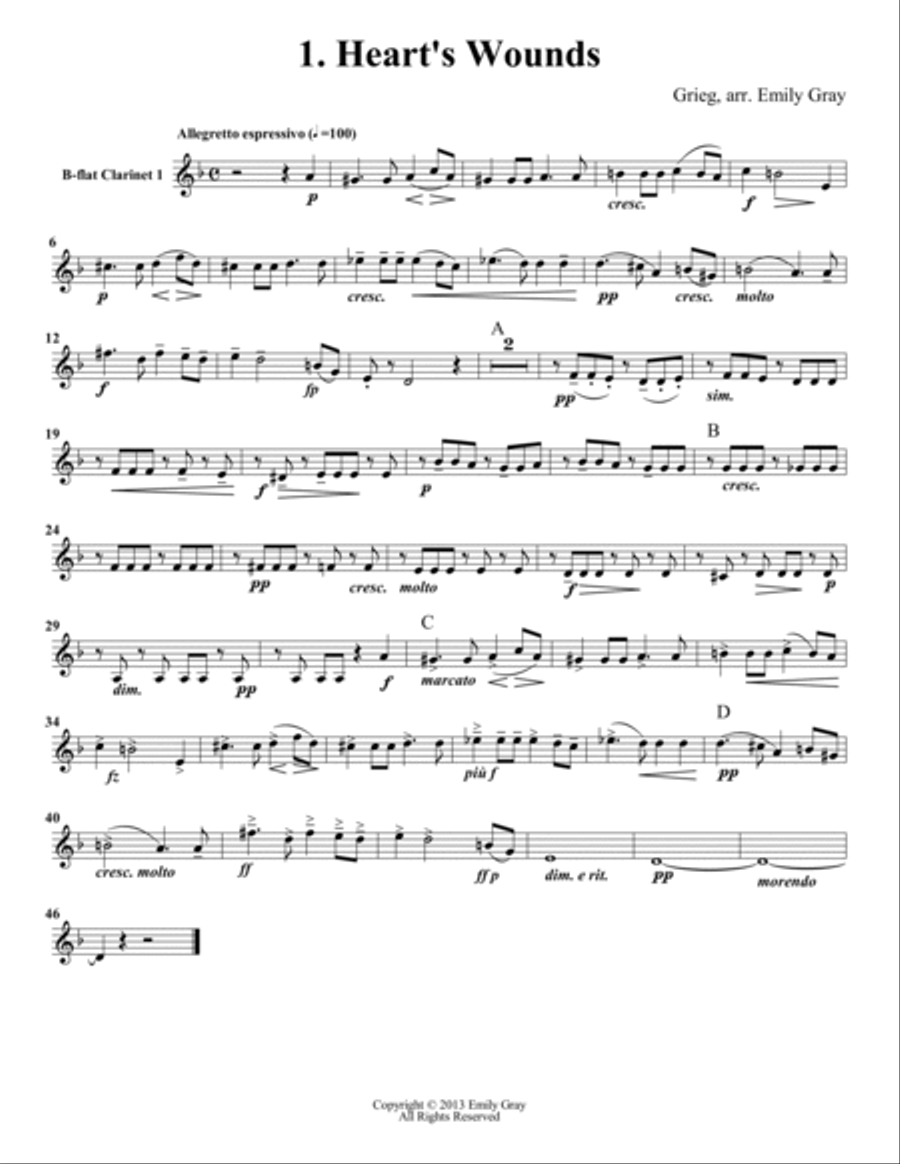 Two Elegiac Melodies for Clarinet Choir (Set of Parts) Clarinet Choir scores gallery preview page 3