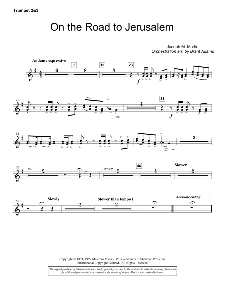 On The Road To Jerusalem - Bb Trumpet 2,3 Choir scores gallery preview page 1
