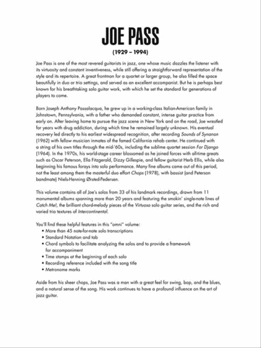 Joe Pass Omnibook Electric Guitar scores gallery preview page 3