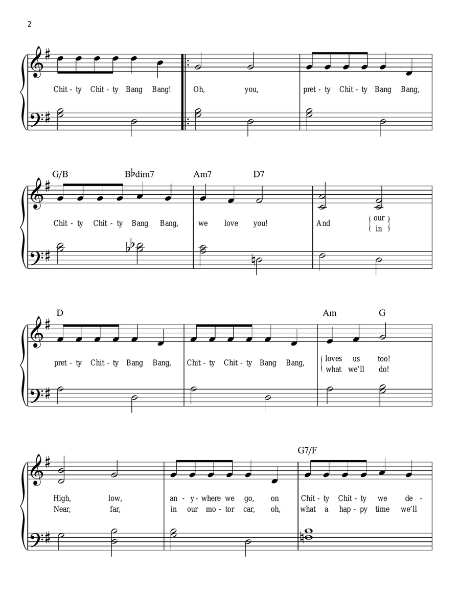Chitty Chitty Bang Bang Easy Piano scores gallery preview page 2