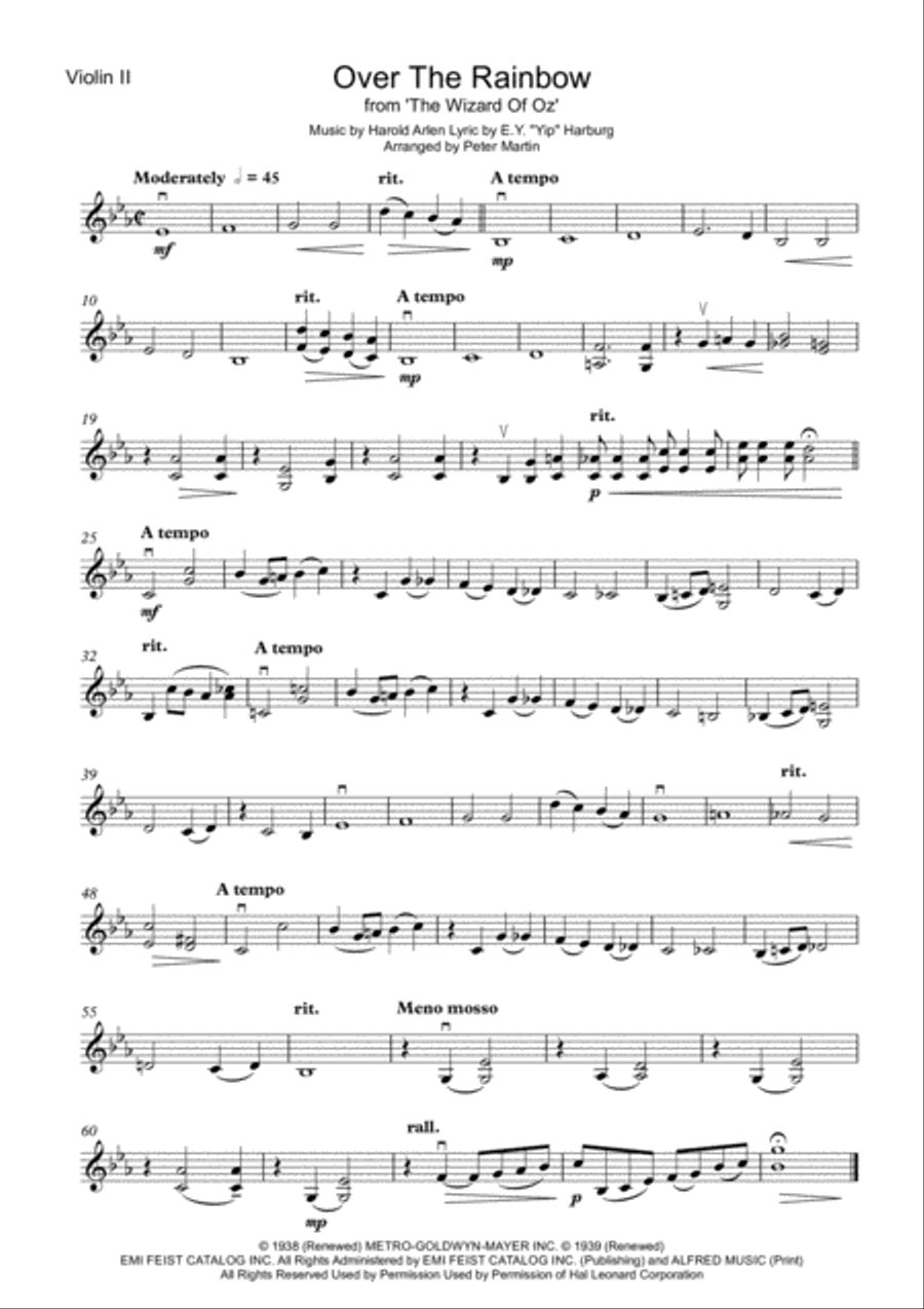 Over The Rainbow (from The Wizard Of Oz) String Quartet scores gallery preview page 4