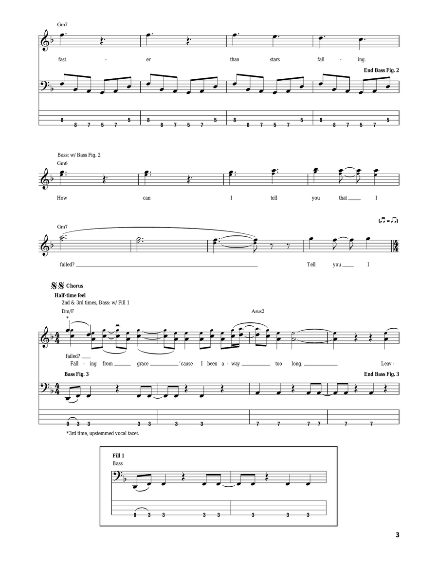 Oblivion Bass Guitar Tablature scores gallery preview page 3