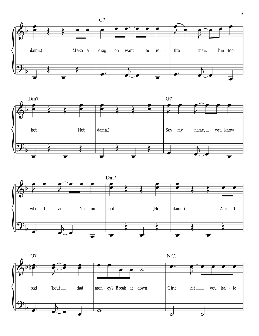 Uptown Funk (feat. Bruno Mars) Easy Piano scores gallery preview page 3