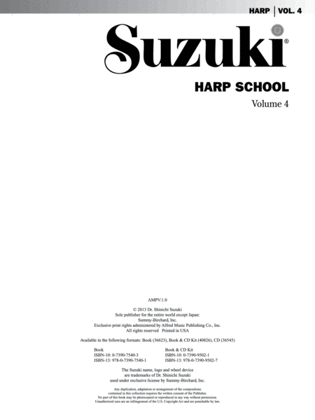 Suzuki Harp School, Volume 4