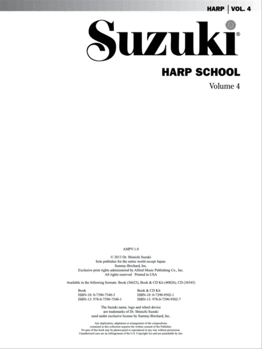 Suzuki Harp School, Volume 4