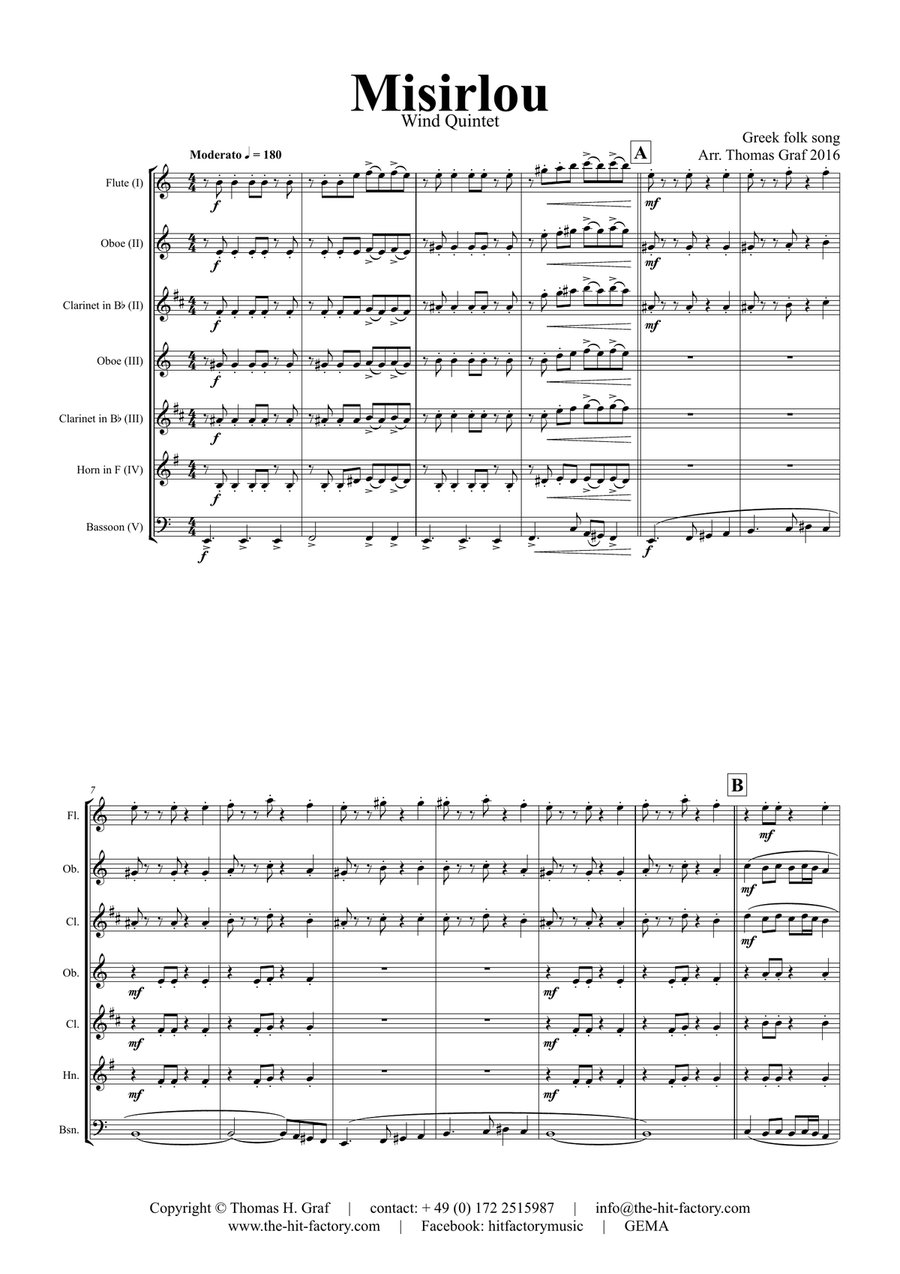 Misirlou - Pulp Fiction - Wind Quintet Woodwind Quintet scores gallery preview page 1