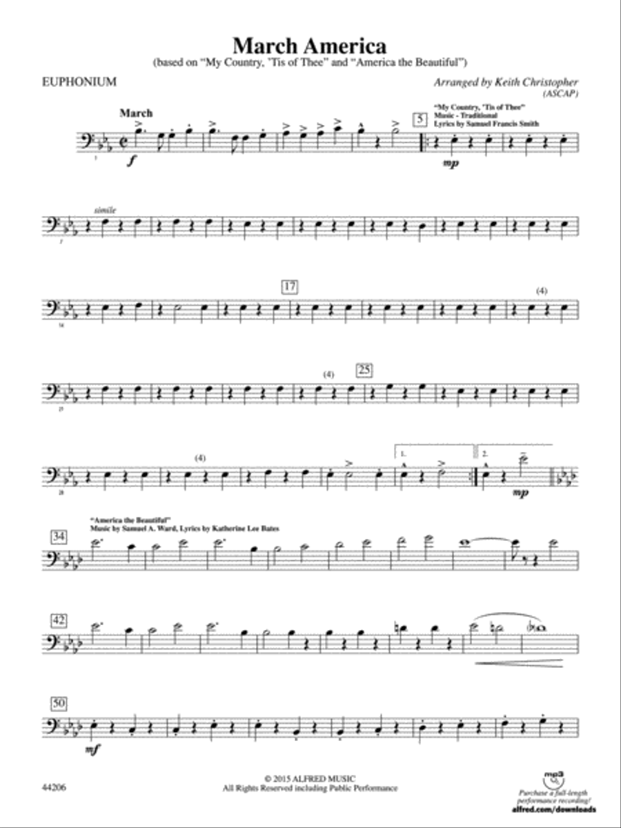 March America: Baritone B.C. Concert Band scores gallery preview page 1