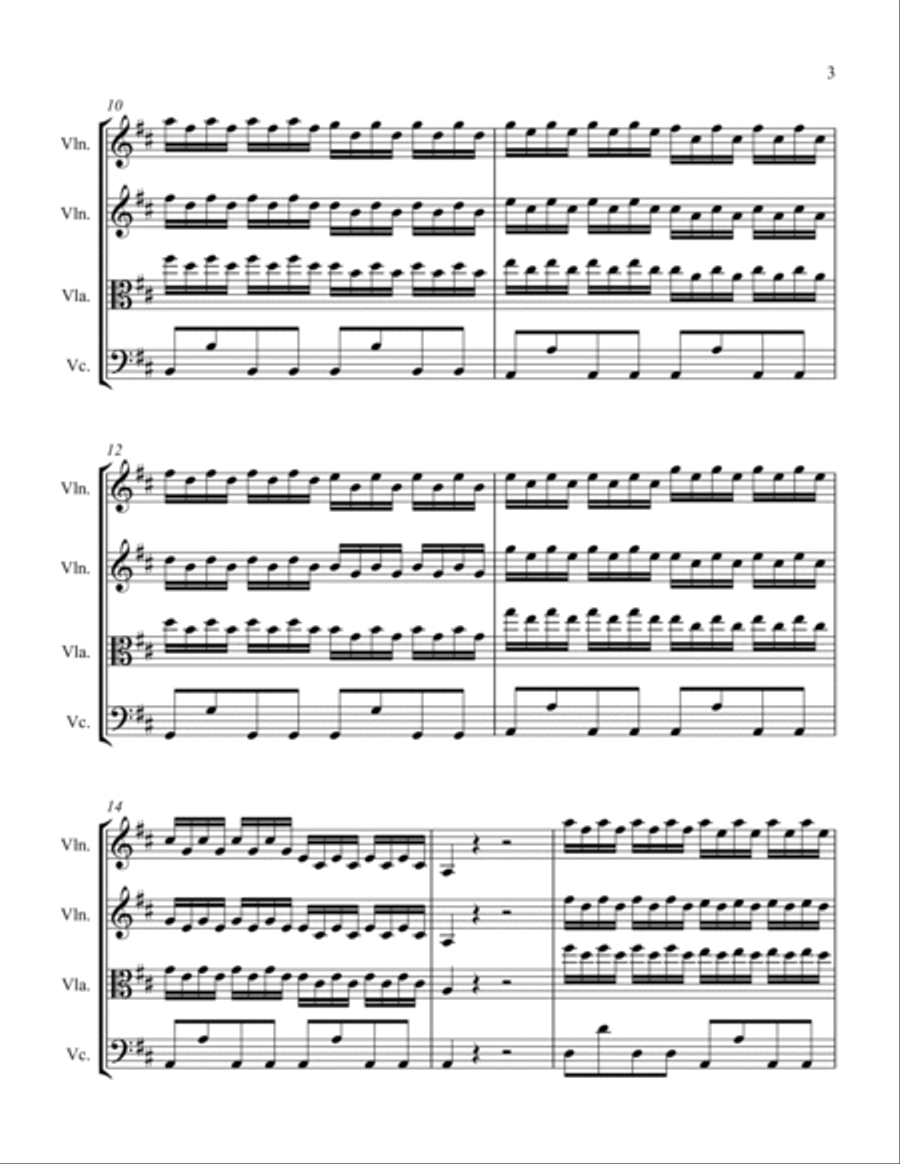 GLORIA IN EXCELSIS, Vivaldi String Trio, Intermediate Level for 2 violins and cello or violin, viola String Trio scores gallery preview page 5