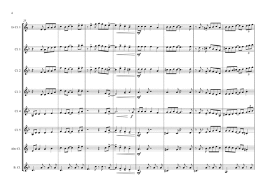 Johnny Swings On Home - for Clarinet Choir Clarinet Choir scores gallery preview page 4