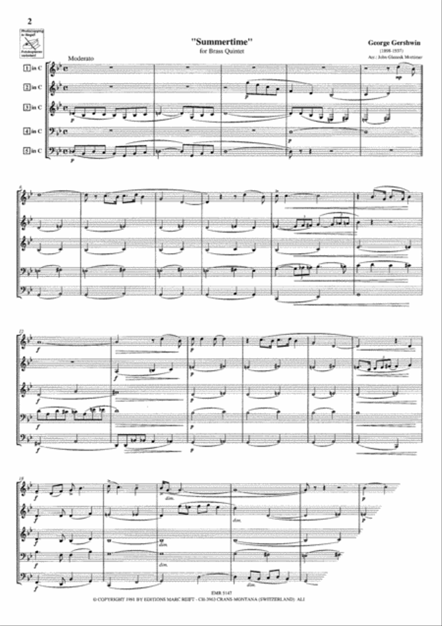 Summertime Brass Quintet scores gallery preview page 3