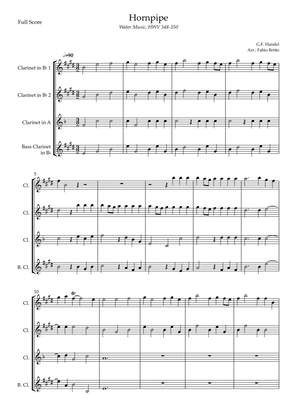 Hornpipe (G.F. Handel HWV 348-350) for Clarinet Quartet